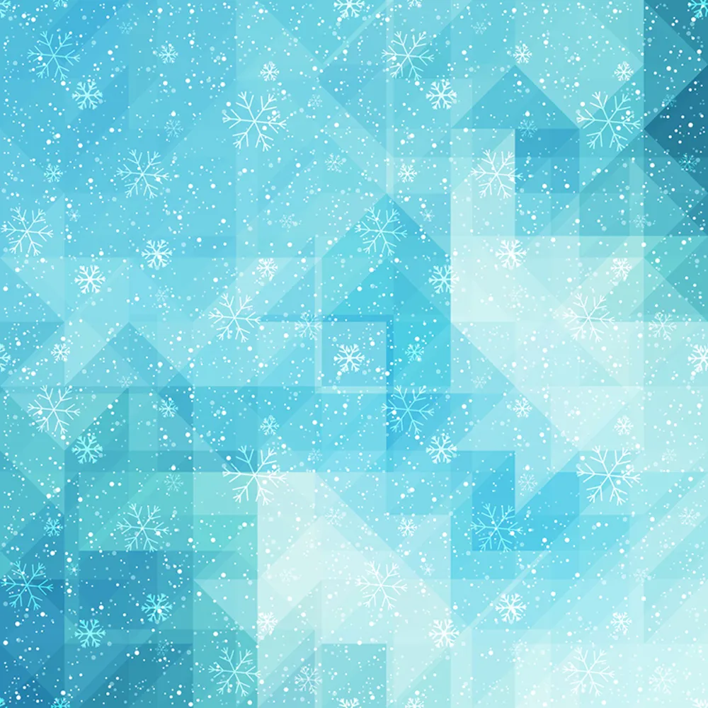 پوستر زمستان طرح دانه های برف بافت مثلثی پس زمینه آبی