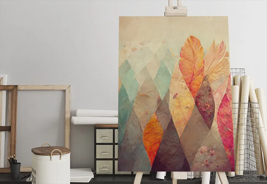 پوستر هنری پاییز طرح بافت برگ