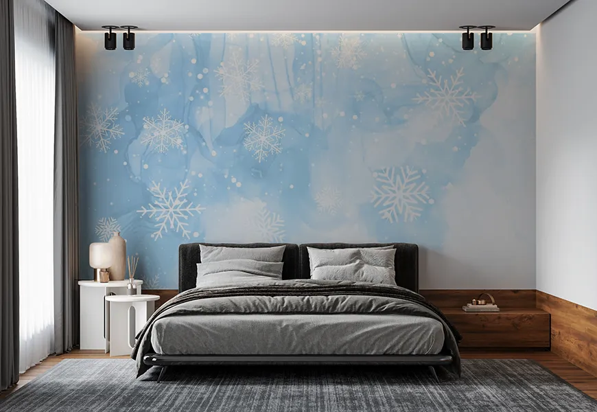 پوستر دیواری زمستان طرح دانه برف کریسمس