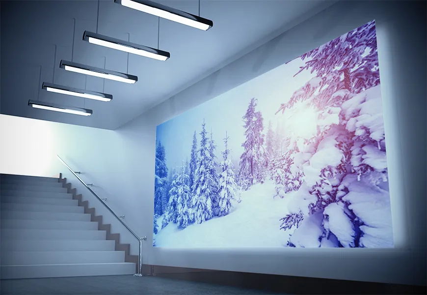 کاغذ دیواری زمستان طرح طبیعت پوشیده از برف