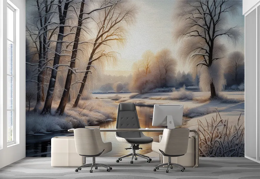 پوستر نقاشی زمستان طرح طبیعت