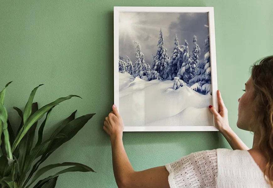 پوستر مناظر زیبای زمستانی درختان پوشیده از برف