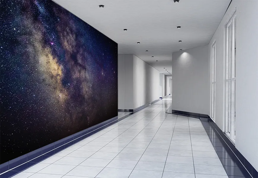 پوستر دیواری راهرو طرح راه شیری کهکشان در تاریکی