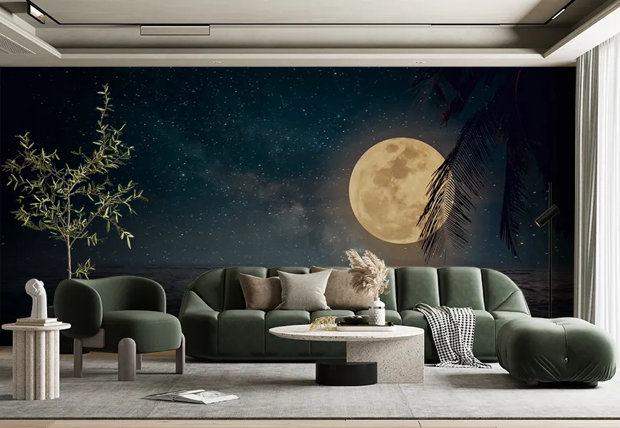 پوستر طرح ماه کامل و دریا