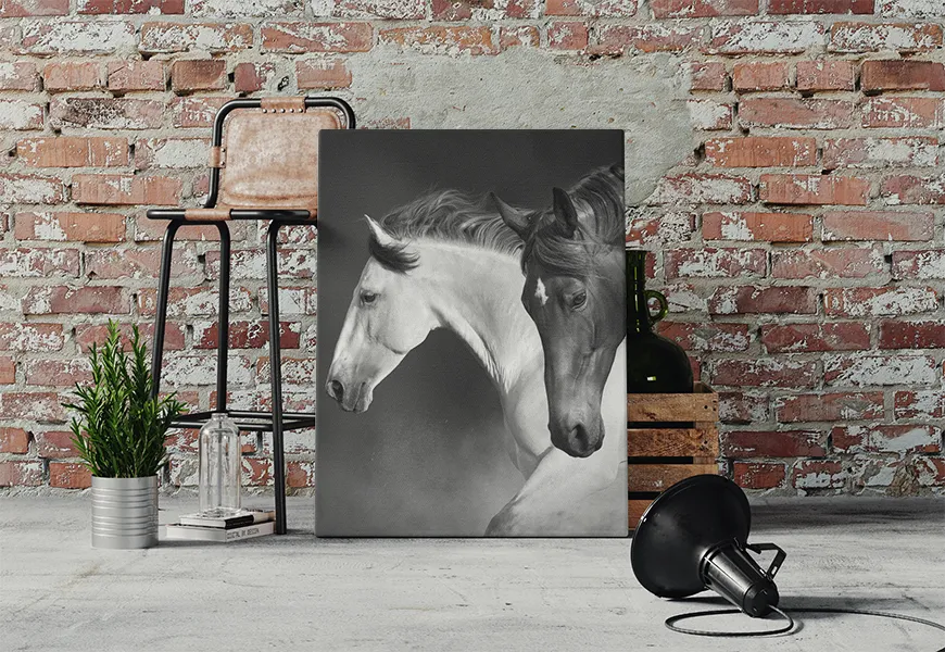 پوستر حیوانات طرح اسب سیاه و سفید