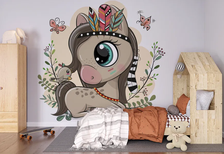 پوستر حیوانات اتاق کودک و نوزاد طرح اسب کارتونی زیبا