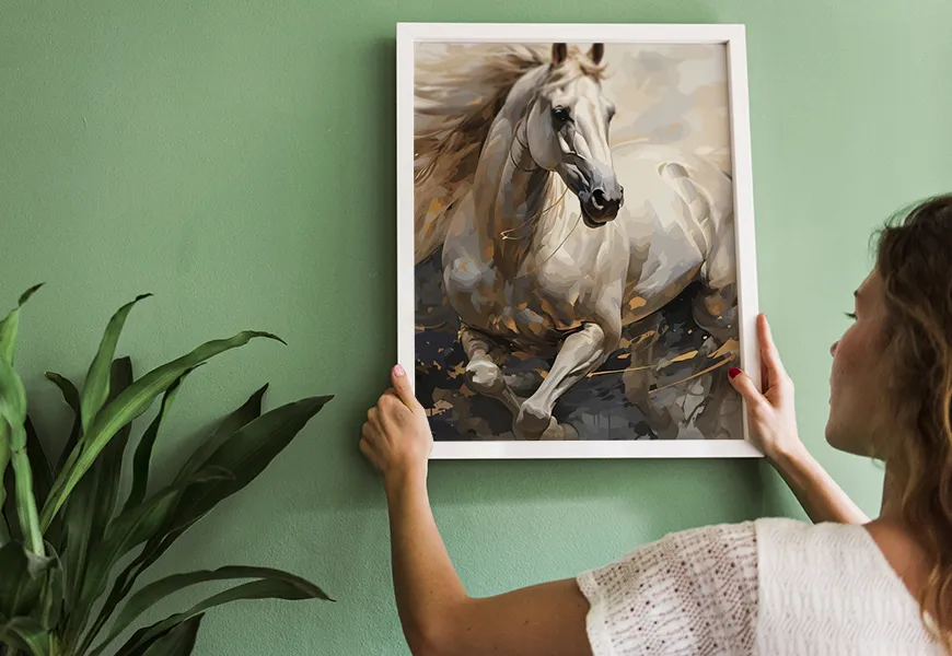 پوستر هنری حیوانات طرح اسب سفید