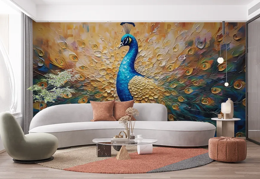 کاغذ دیواری حیوانات طرح طاووس
