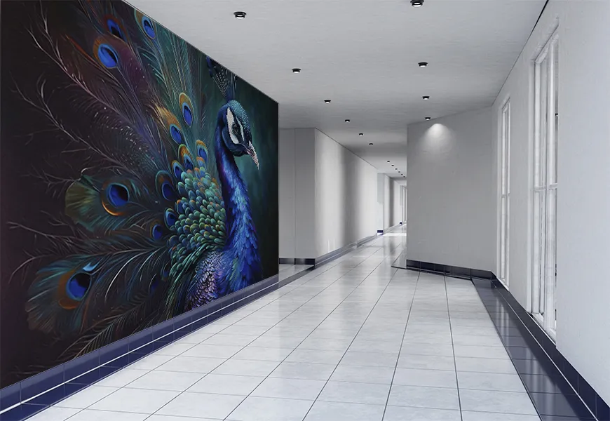 کاغذ دیواری حیوانات طرح طاووس زیبا