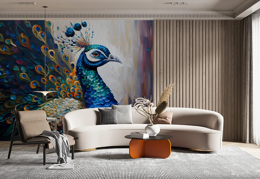 پوستر دیواری حیوانات پذیرایی طرح پرتره طاووس