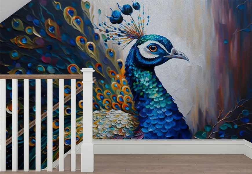 پوستر دیواری حیوانات طرح پرتره طاووس