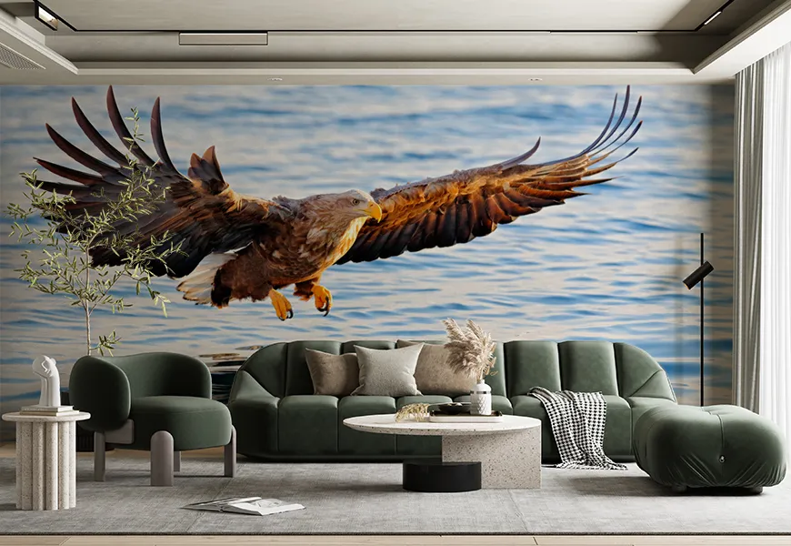 پوستر حیوانات طرح پرواز عقاب بر فراز دریا