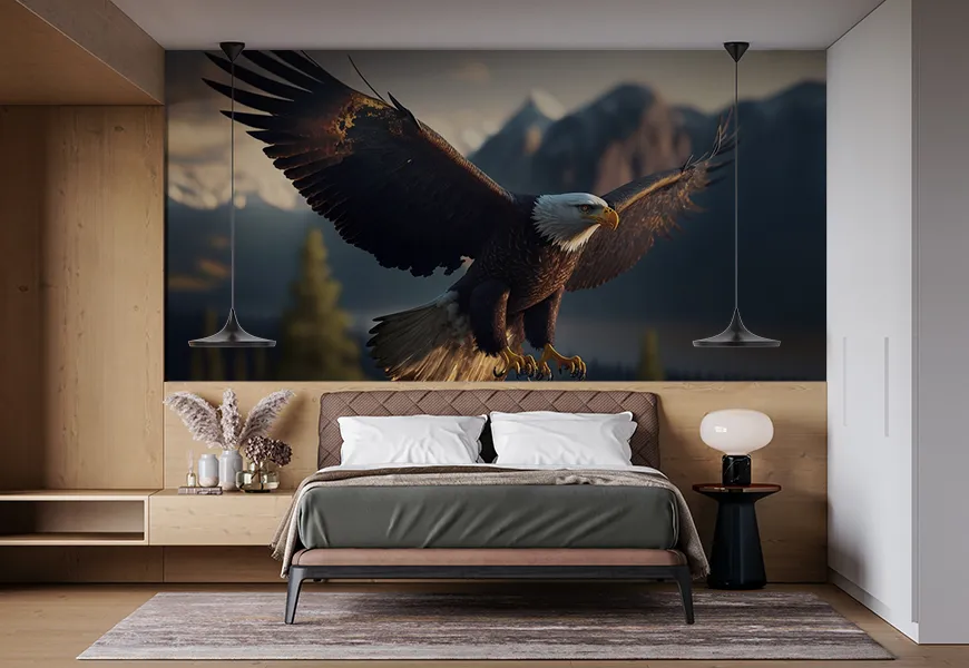 کاغذ دیواری حیوانات طرح پرواز عقاب