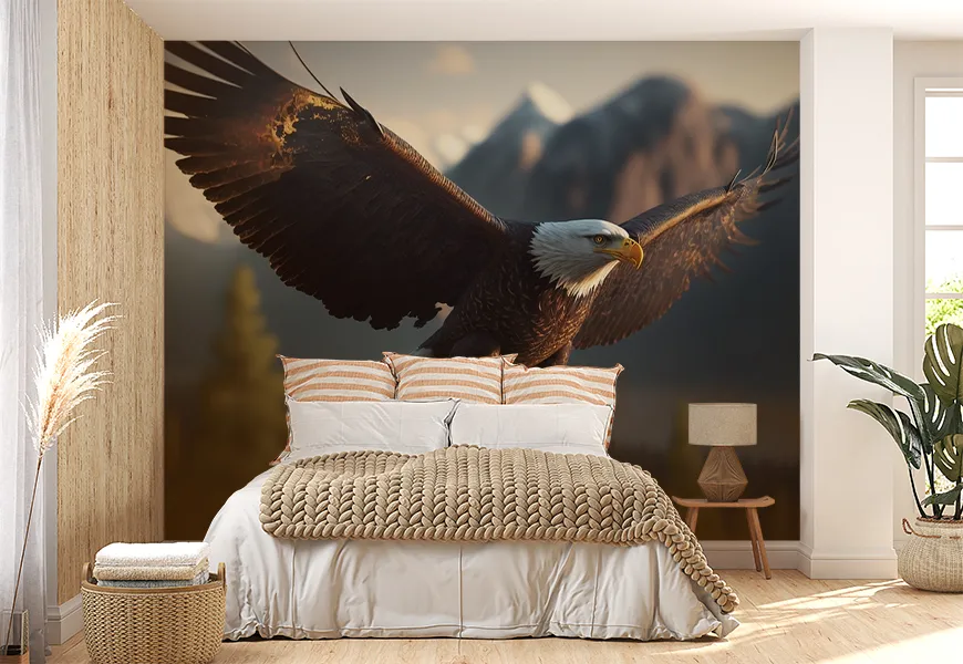 کاغذ دیواری حیوانات طرح پرواز عقاب