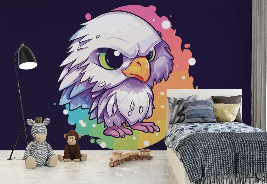 کاغذ دیواری حیوانات اتاق کودک و نوزاد طرح عقاب کارتونی خشن