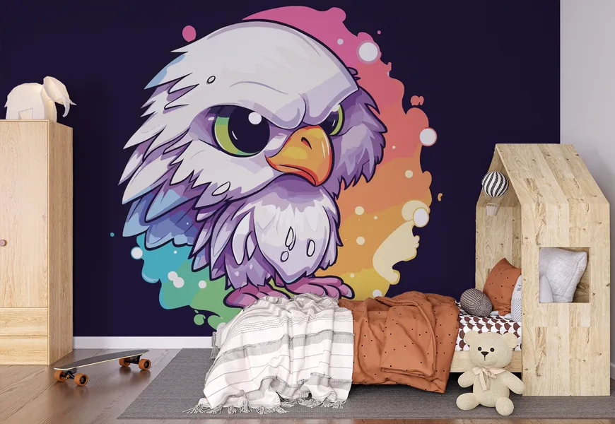 کاغذ دیواری حیوانات اتاق کودک و نوزاد طرح عقاب کارتونی خشن