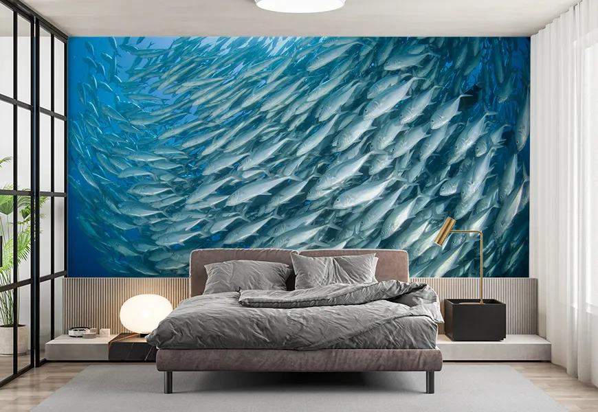 پوستر دیواری سه بعدی طرح کلونی ماهی