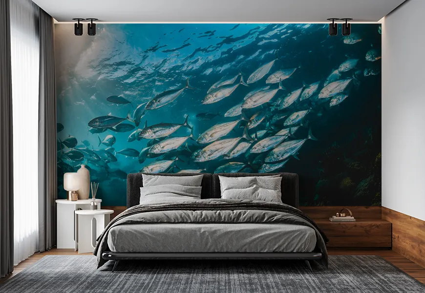 پوستر دیواری طرح دسته های ماهی ها