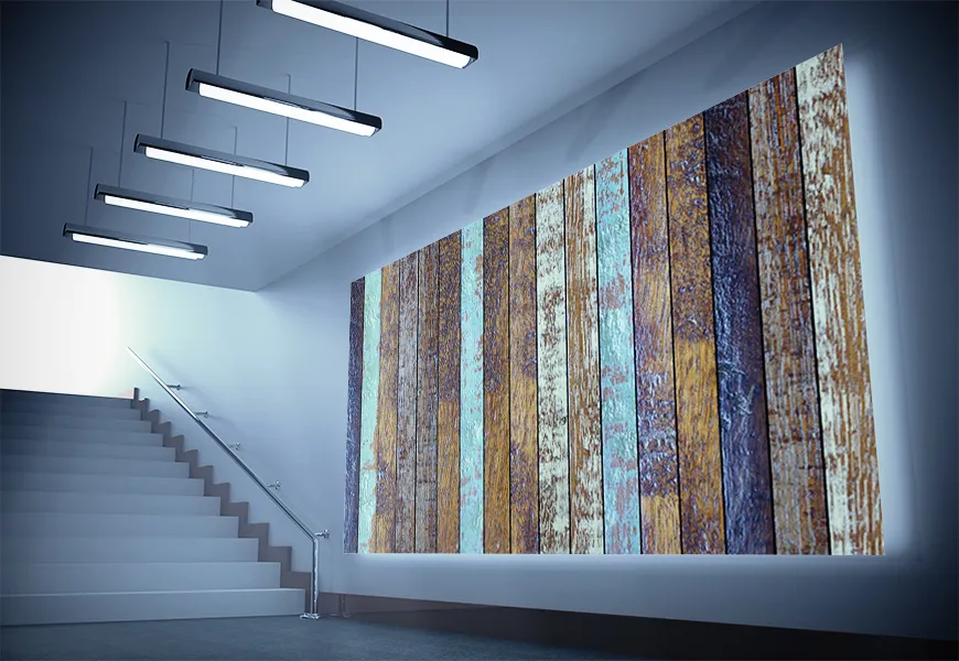 کاغذ دیواری سه بعدی طرح چوبی کهنه راه راه