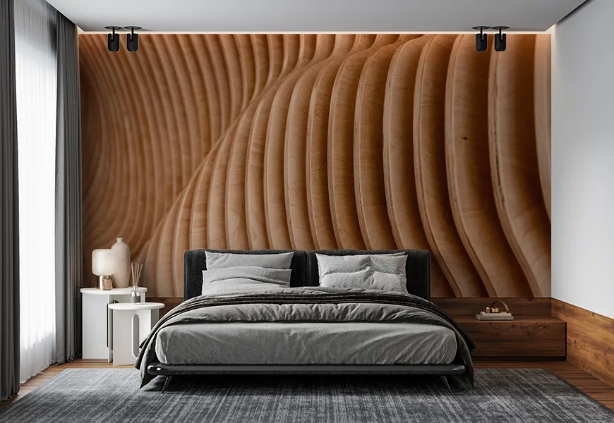 کاغذ دیواری سه بعدی چوبی طرح فراکتال