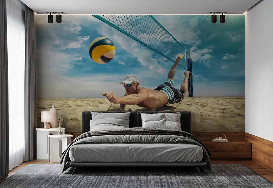 پوستر سه بعدی ورزشی طرح والیبال ساحلی