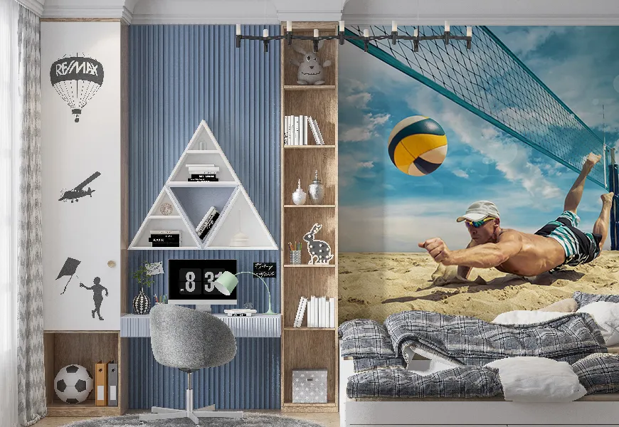 پوستر سه بعدی ورزشی طرح والیبال ساحلی