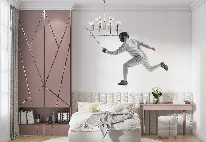 پوستر ورزشی برای اتاق خواب طرح شمشیر بازی