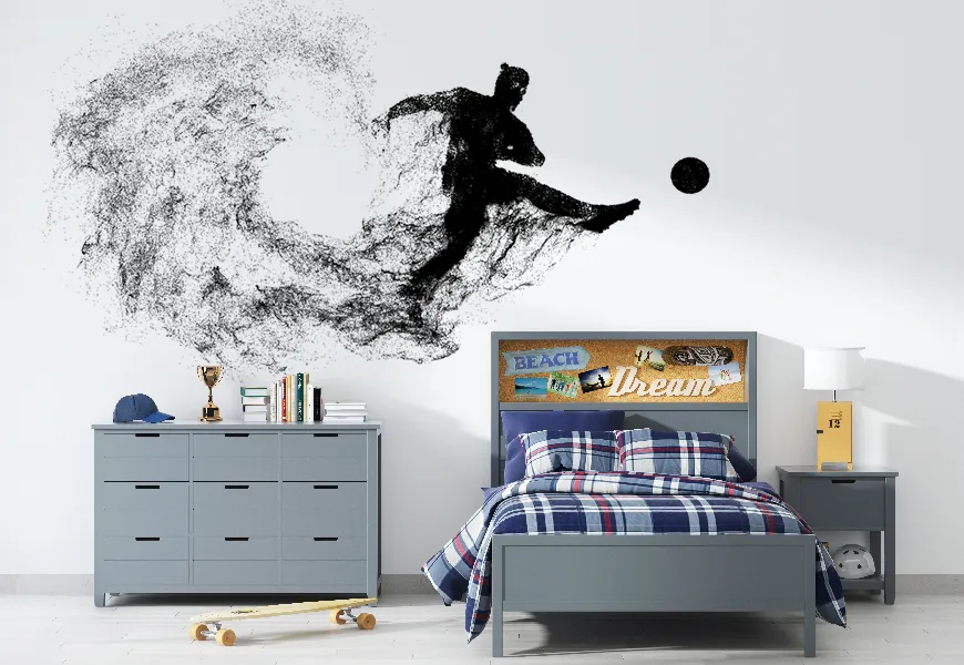 کاغذ دیواری ورزشی طرح نقاشی شنی فوتبالی
