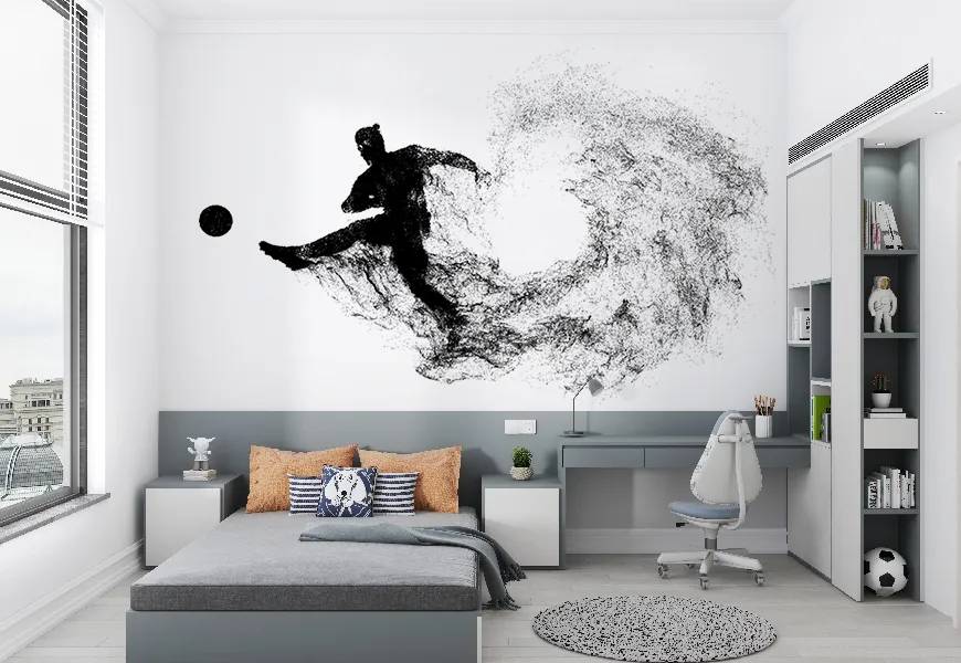 کاغذ دیواری ورزشی طرح نقاشی شنی فوتبالی