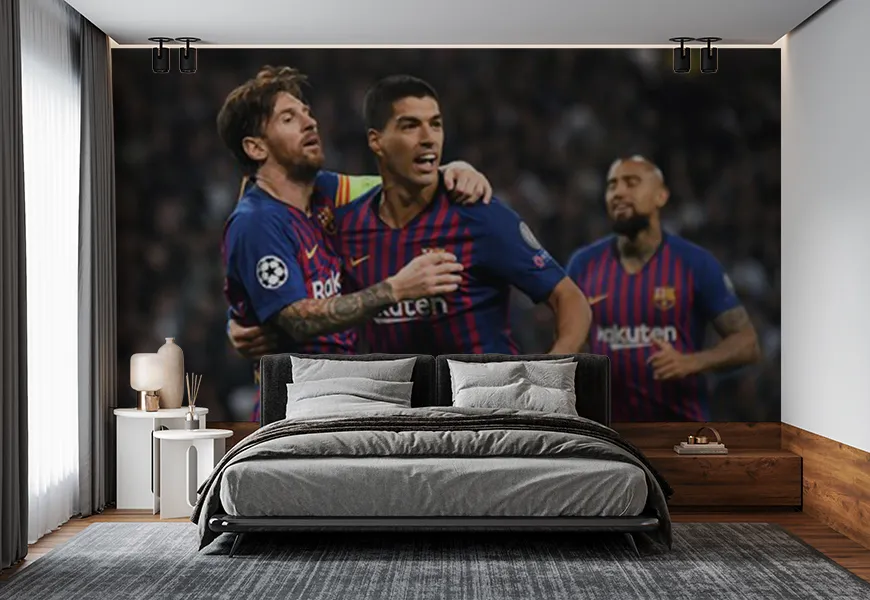 پوستر ورزشی برای اتاق خواب طرح خوشحالی تیم بارسلونا