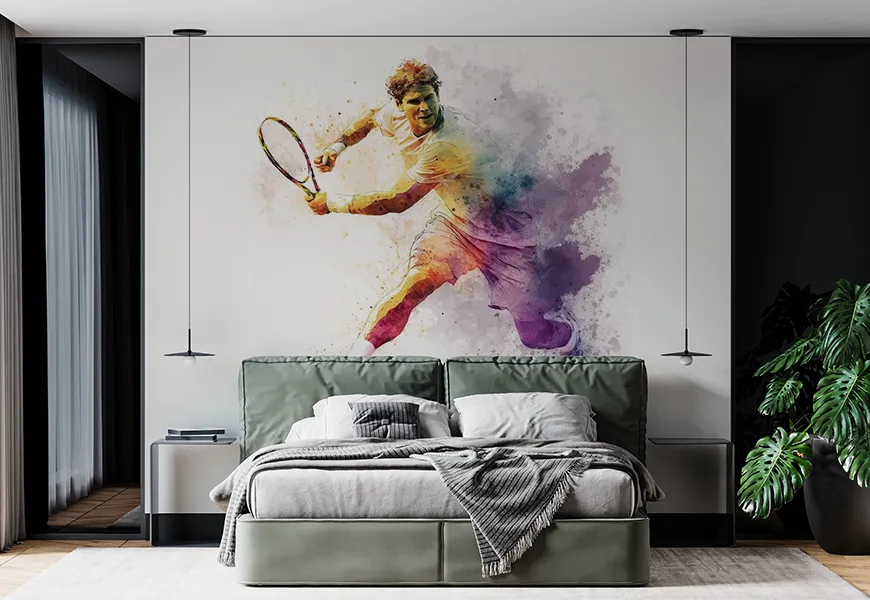 پوستر آبرنگ ورزشی طرح تنیس