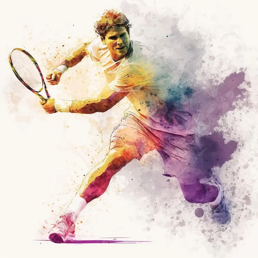 پوستر آبرنگ ورزشی طرح تنیس