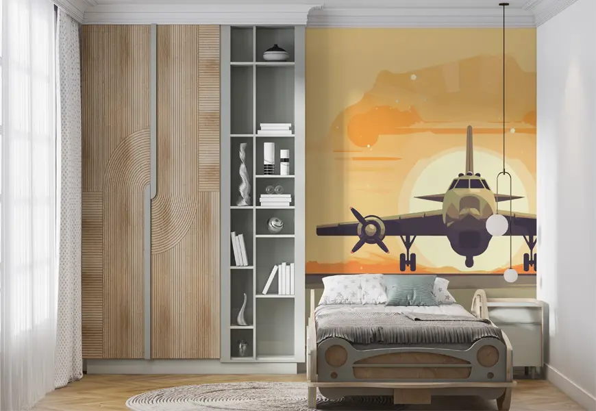 پوستر دیواری سه بعدی پسرانه طرح هواپیما