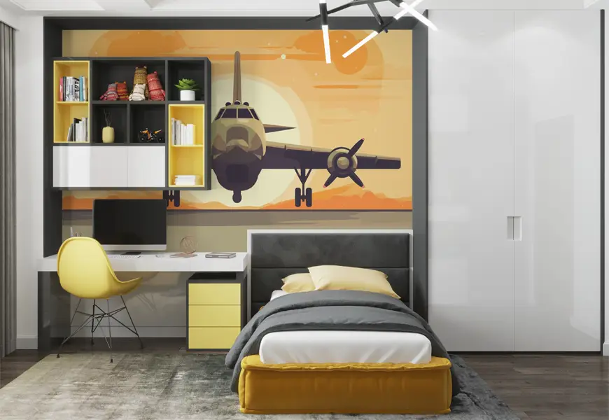 پوستر دیواری سه بعدی پسرانه طرح هواپیما