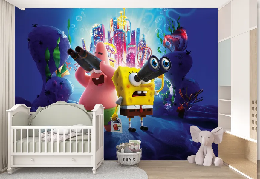 پوستر اتاق خواب کودک و نوزاد طرح باب و پاتریک در حال تماشای ماه