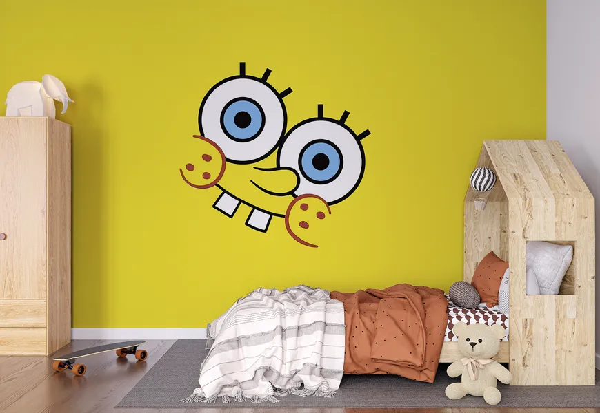 کاغذ دیواری برای اتاق خواب کودک و نوزاد طرح نمای نزدیک باب اسفنجی