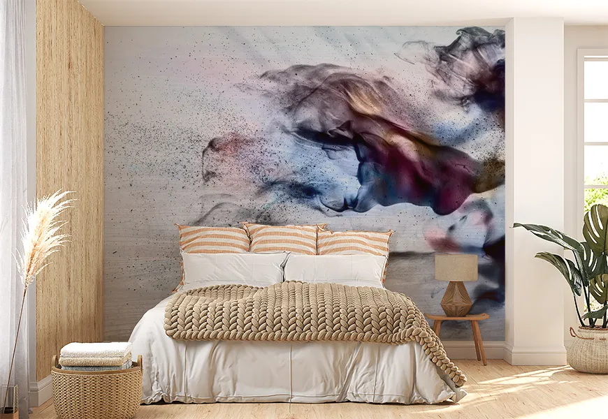 کاغذ دیواری مدرن اتاق خواب طرح هنری خاص