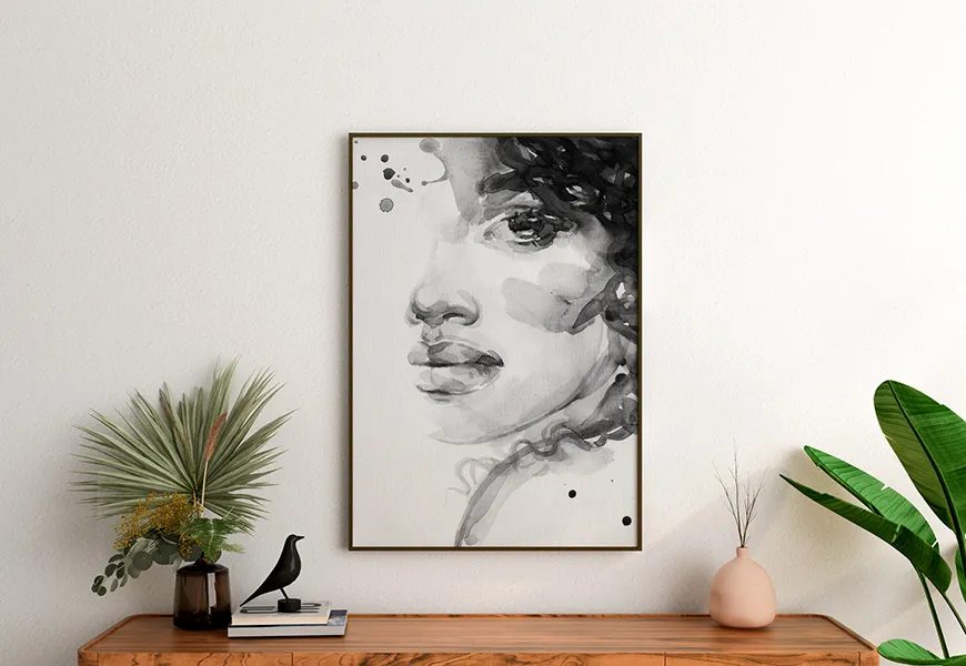 پوستر دیواری هنری، نقاشی آبرنگ طرح چهره زن