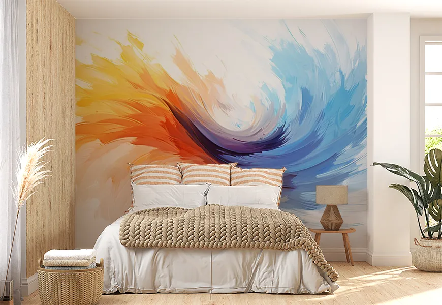 کاغذ دیواری سه بعدی مدرن اتاق خواب طرح هنری قلمو