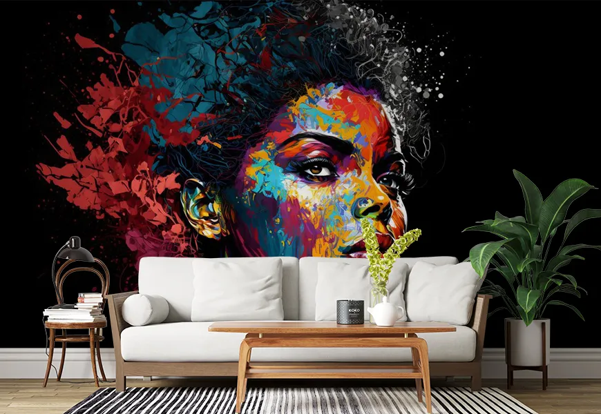 کاغذ دیواری هنری خاص پرتره زن آمریکایی آفریقایی