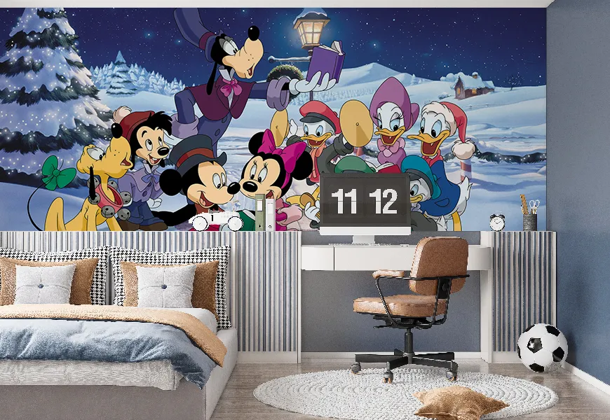 کاغذ دیواری اتاق کودک و نوزاد طرح شخصیت های کارتون میکی موس
