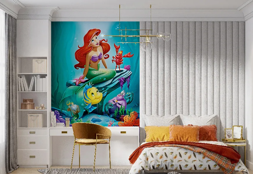 پوستر برای اتاق کودک طرح شخصیت های کارتون پری دریایی