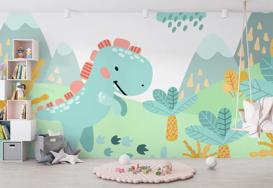 پوستر دیواری اتاق کودک طرح بچه دایناسور