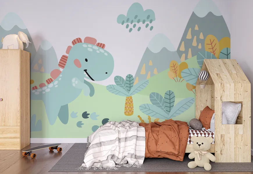 پوستر دیواری اتاق کودک طرح بچه دایناسور