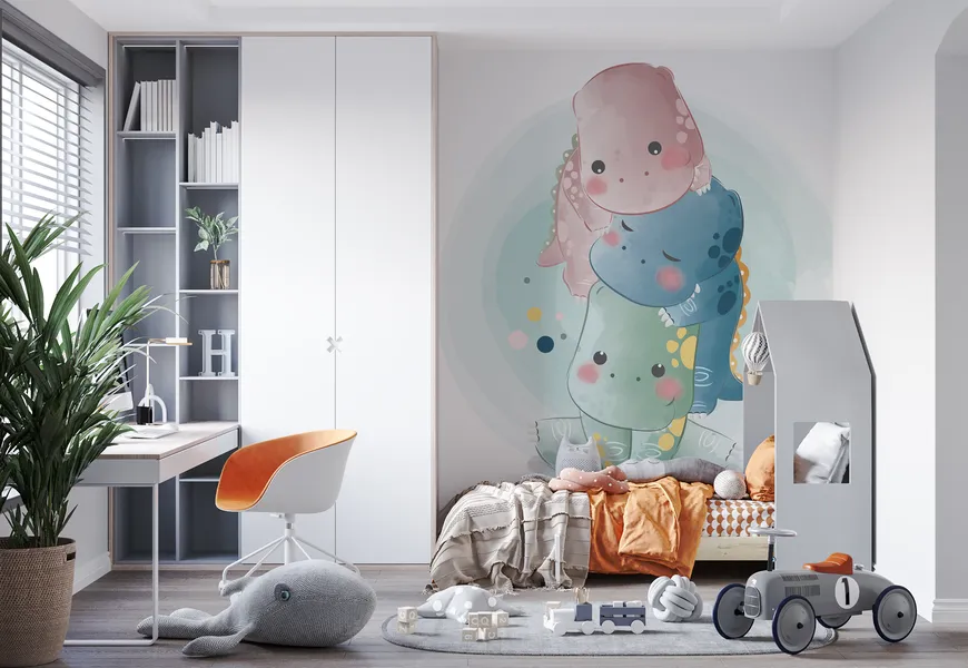 کاغذ دیواری برای اتاق کودک طرح بچه دایناها