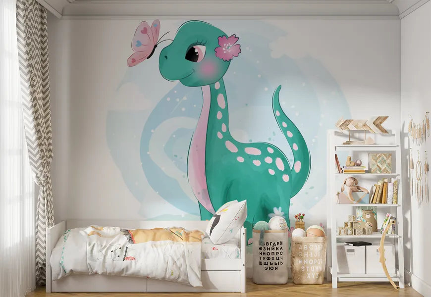 پوستر برای اتاق کودک طرح دایناسور وپروانه