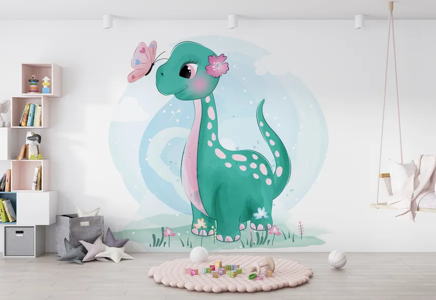 پوستر برای اتاق کودک طرح دایناسور وپروانه