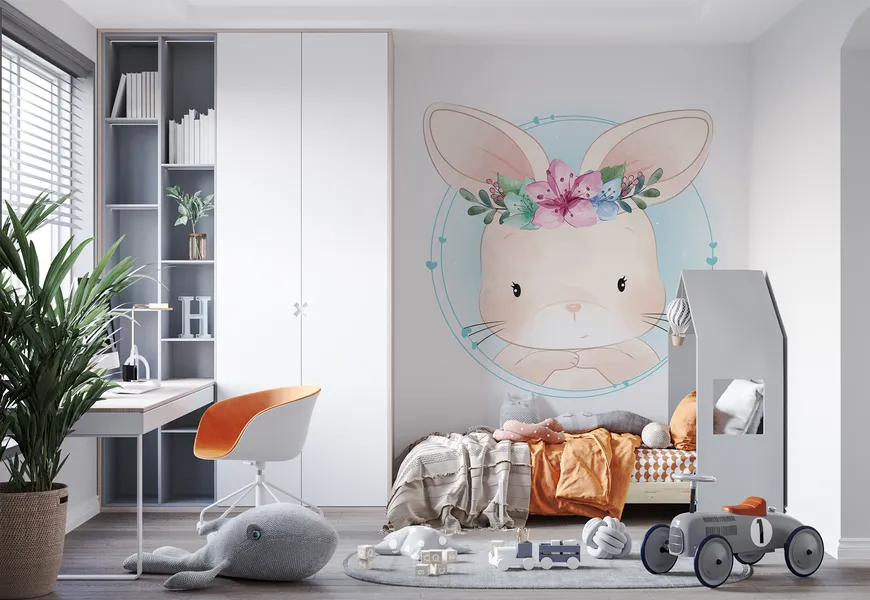 پوستر دیواری برای اتاق کودک طرح پرتره خرگوش کوچک