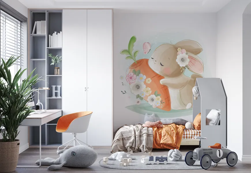 پوستر برای اتاق کودک طرح خرگوش و هویج