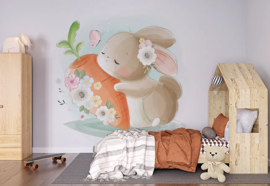 پوستر برای اتاق کودک طرح خرگوش و هویج